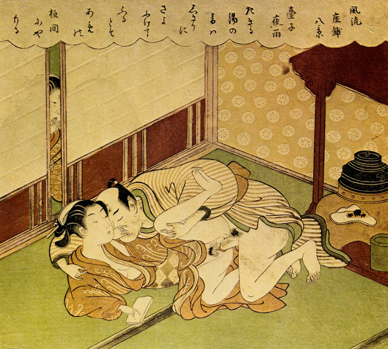 Two Lovers Shunga - erotyczny drzeworyt, ok. 1900 r. 1750 autorstwa Suzuki Harunobu