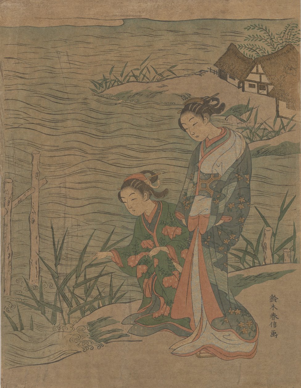 Dwie Panienki na Wybrzeżu, ca. 1768 r., ok. 1768 r. 1768. autorstwa Suzuki Harunobu