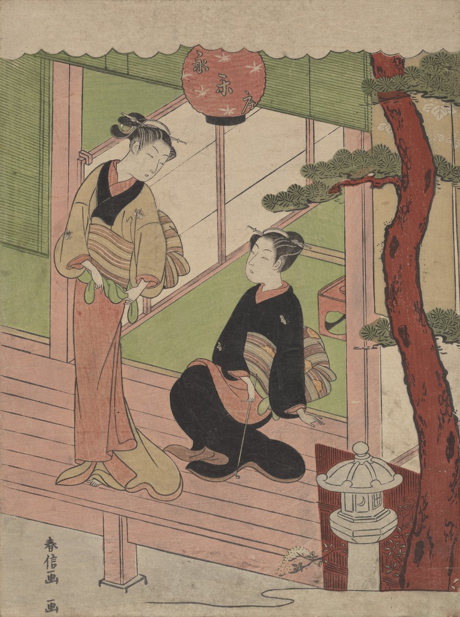 Dwie młode kobiety na werandzie, ok. 1766-70., ok. 1766-70. autorstwa Suzuki Harunobu