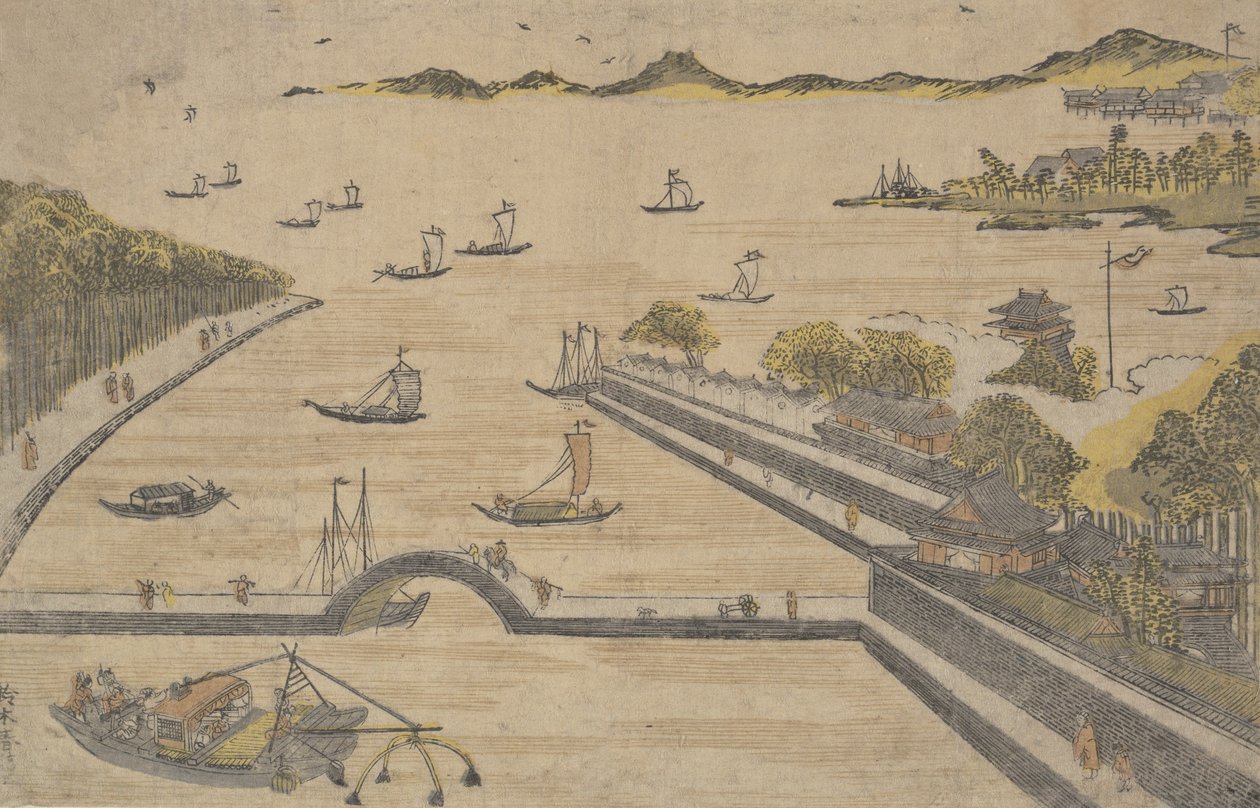 Zobacz Fukagawa, Edo, co? 1764. , komar. 1764. autorstwa Suzuki Harunobu