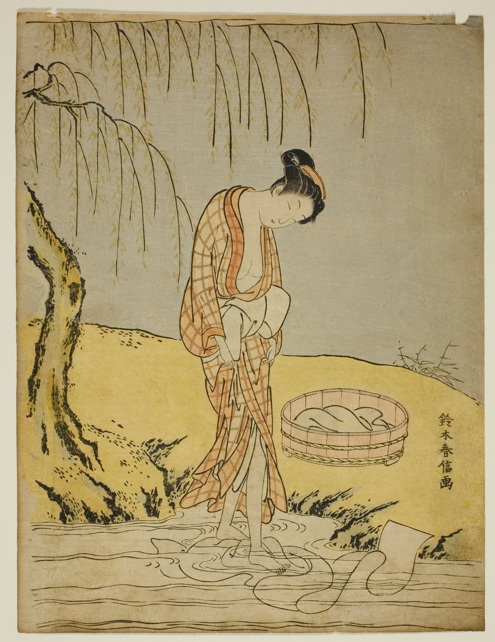 Pranie w strumieniu autorstwa Suzuki Harunobu