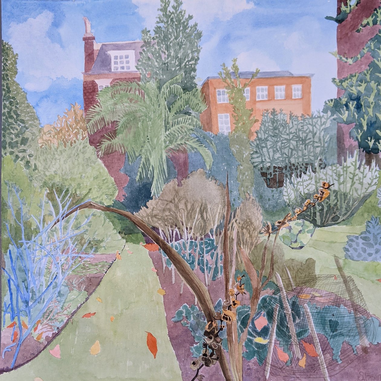 Chelsea Physic Garden, 2020 (akwarela na papierze) autorstwa Suzy Fasht