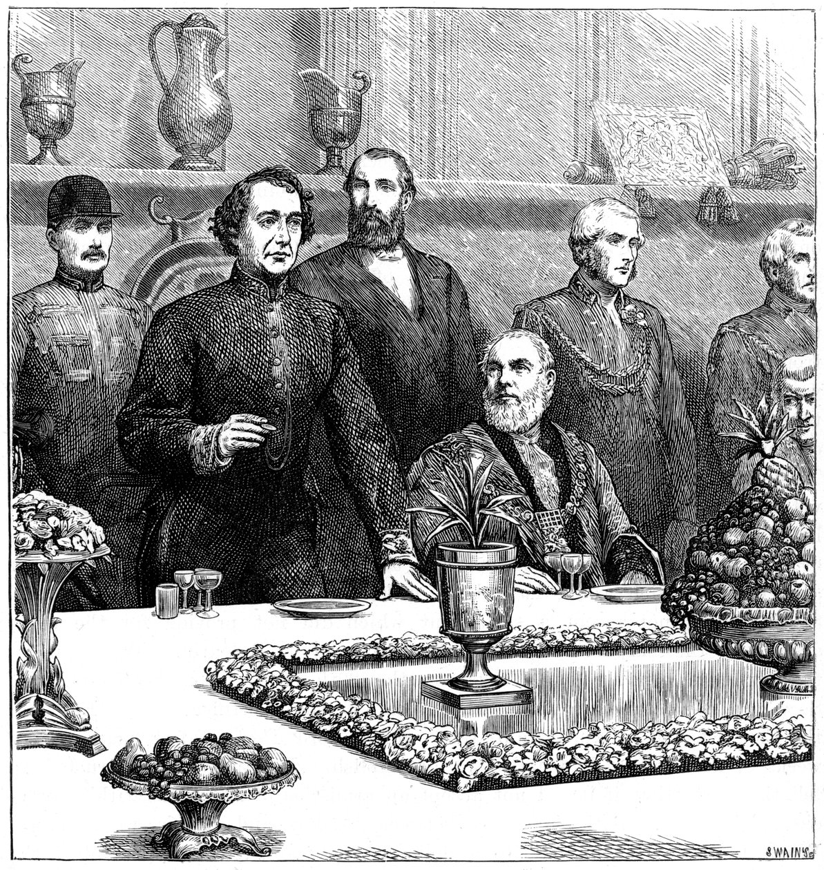 Lord Beaconsfield na bankiecie w Guildhall, koniec XIX wieku, 1900 autorstwa Swain