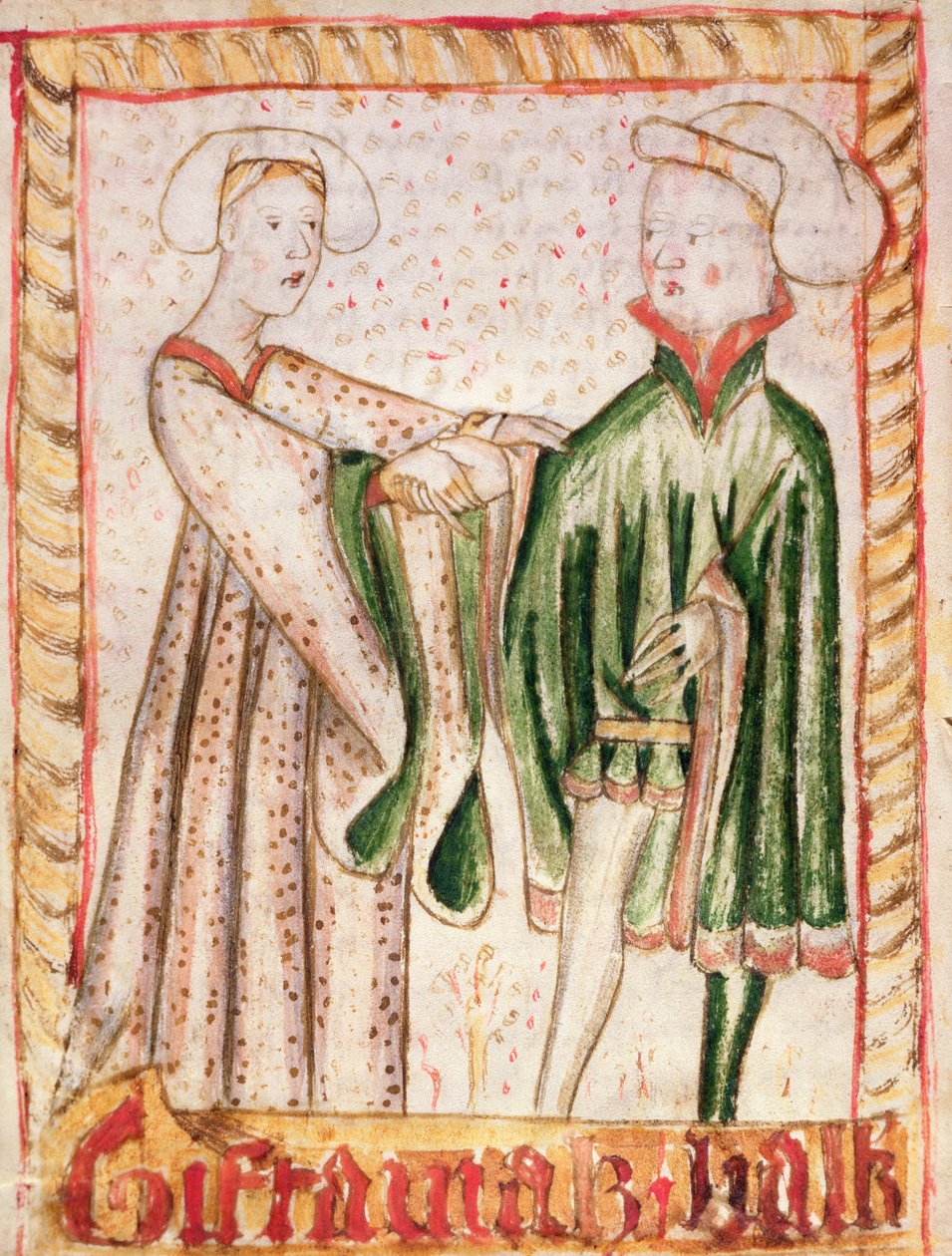 Małżeństwo, z krajowych kodeksów prawa Magnusa Erikssona (1319-64) c.1450 autorstwa Swedish School