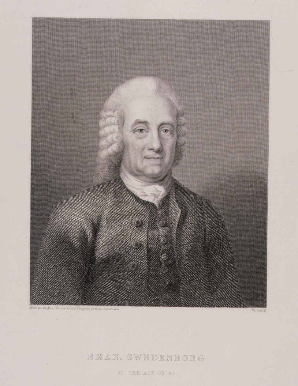 Emanuel Swedenborg (1688-1772) w wieku 80 lat, grawerowane przez W. Holla, z World Religion, wydane przez A. Fullarton & Co. autorstwa Swedish School