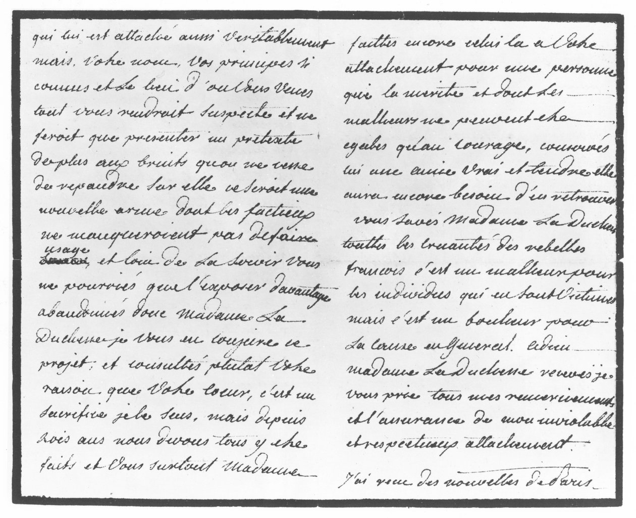 List Hansa Axela von Fersen do Marii Antoniny autorstwa Swedish School