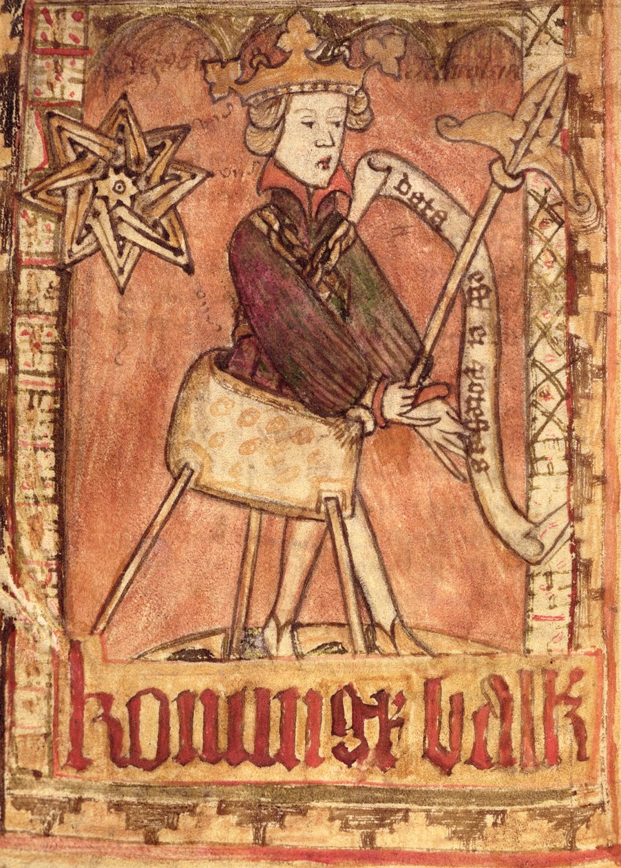Król wymierzający sprawiedliwość, z krajowych kodeksów prawa Magnusa Erikssona (1319-64) c.1450 autorstwa Swedish School