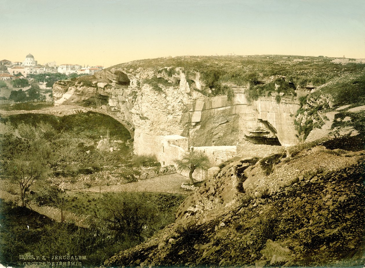 Grota Jeremiasza, Jerozolima, ok. 1880-1900 (fotochrom) autorstwa Swiss Photographer