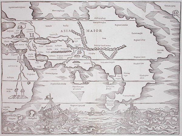 Asia Major, z „Polyhistor, rerum toto orbe memorabilium...” Caiusa Juliusa Solinusa, wyd. Bazylea 1543 (drzewryt) autorstwa Swiss School