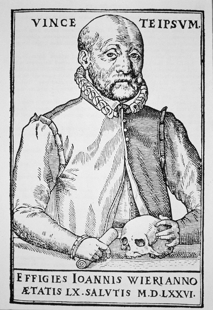 John Wier (1516-88) kopia ilustracji z De Lamiis Liber, Bazylea 1577, wykorzystana w Historii magii, wydanej pod koniec XIX wieku autorstwa Swiss School