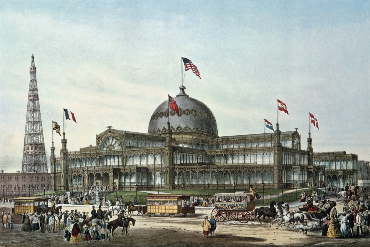 Nowy Jork Crystal Palace, zbudowany na Światowe Targi w 1853 r. autorstwa Sydney Currie