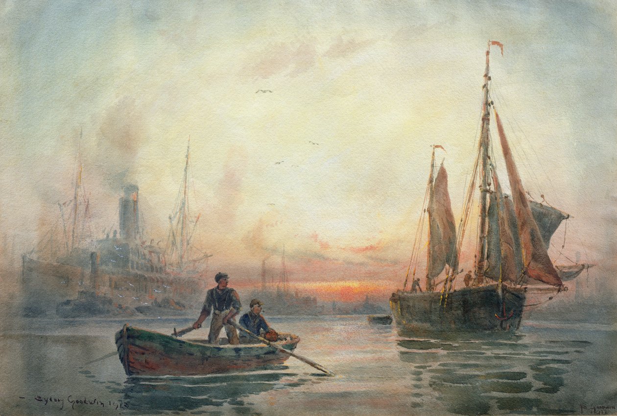 Zachód słońca w londyńskim basenie, 1913 autorstwa Sydney Goodwin