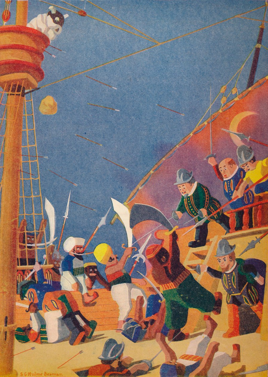 „Walka z Korsarzami”, 1937 autorstwa Sydney George Hulme Beaman