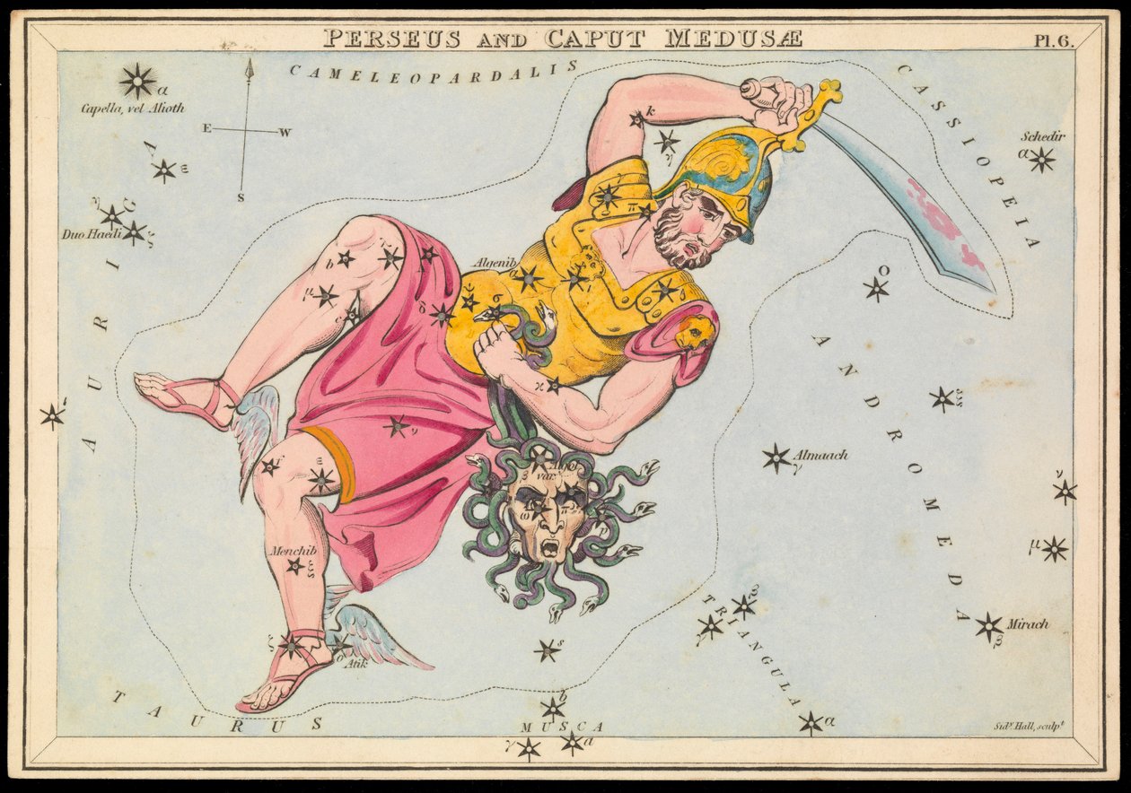 Perseusz i Caput Medusae, ok. 1825 r. (karta, papier, bibułka) autorstwa Sydney Hall
