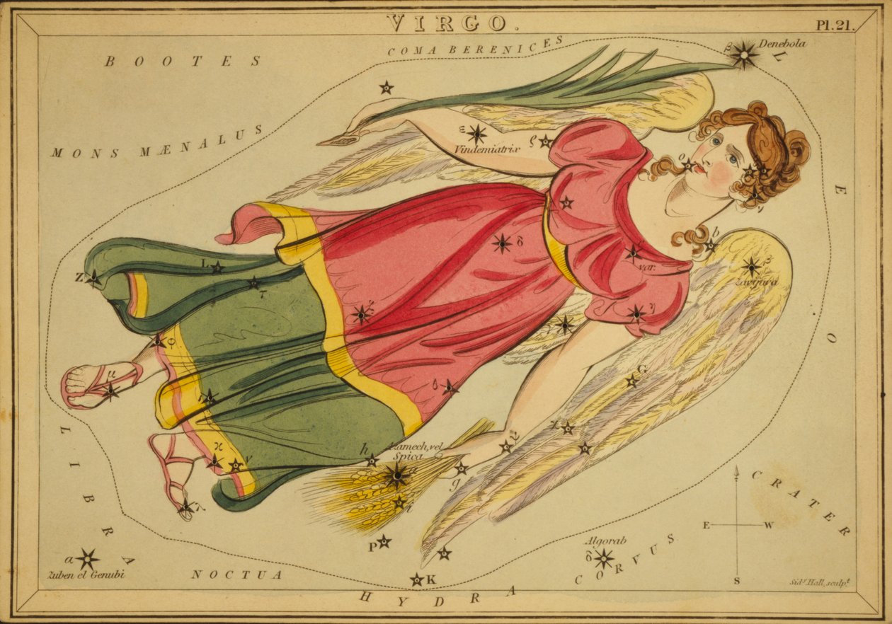 Panna, ilustracja z „Zwierciadła Urania” autorstwa Sydney Hall