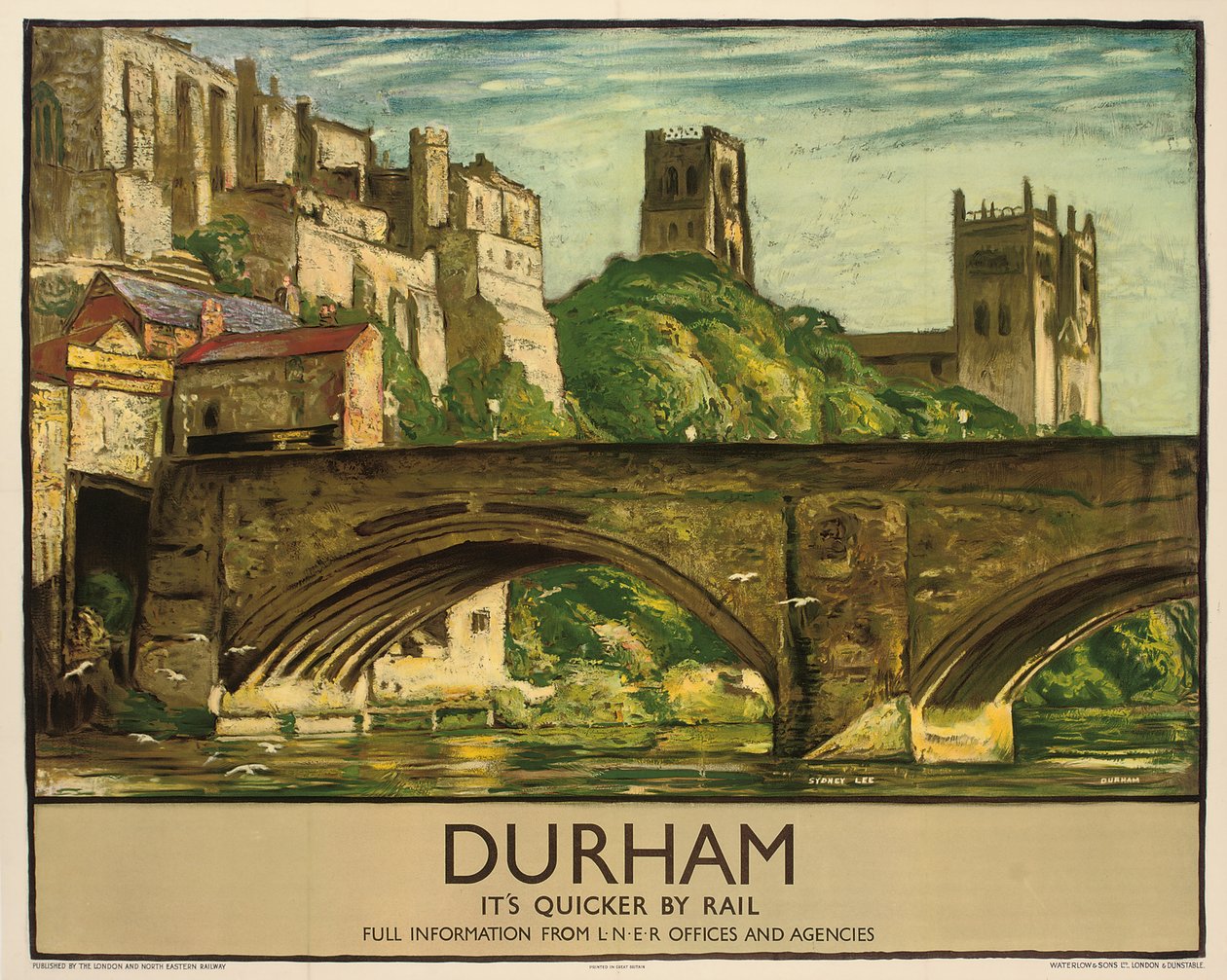 Plakat British Railways reklamujący Durham, ok. 1935 (kolorowa litografia) autorstwa Sydney Lee