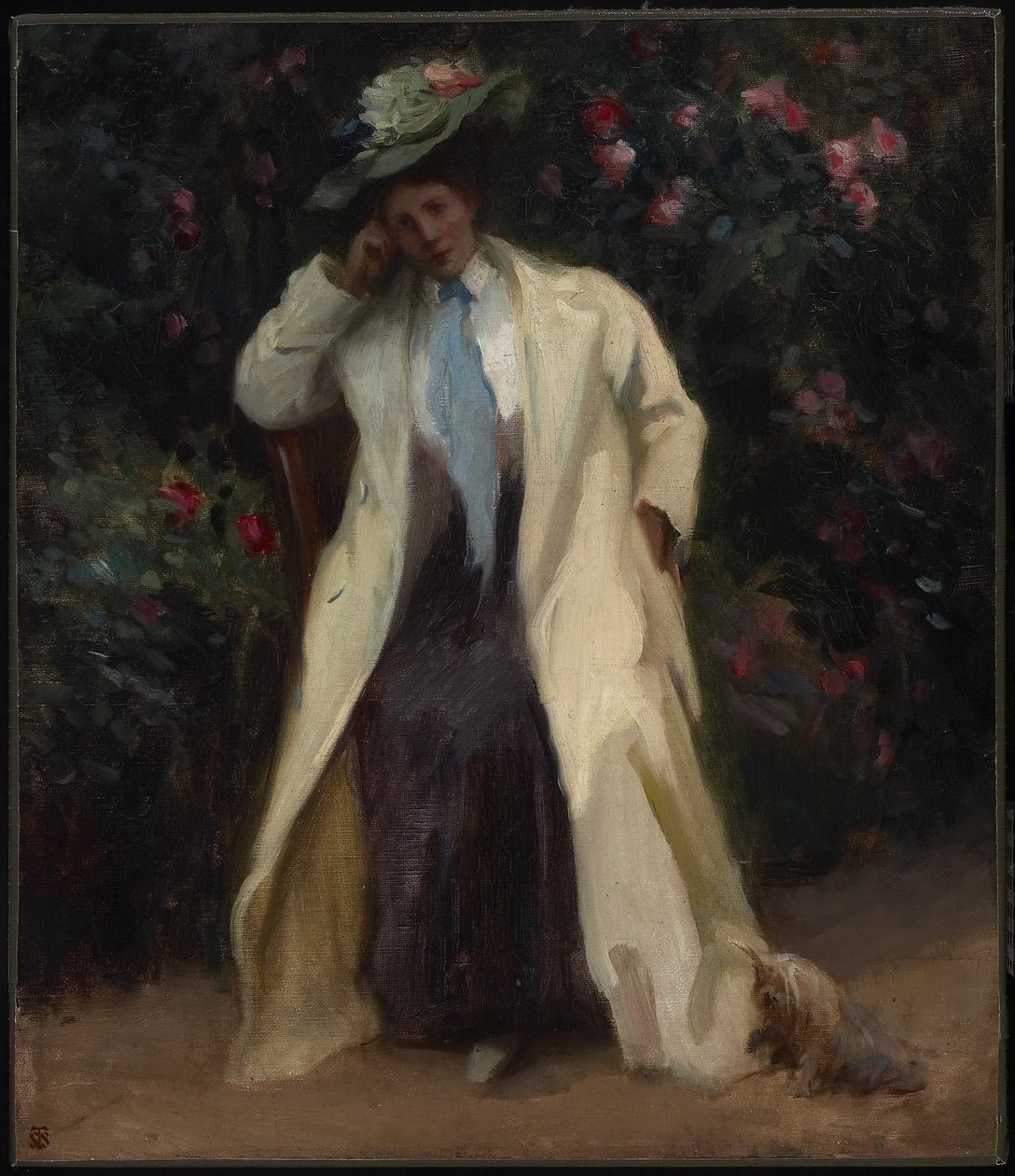 Dama z psem, ok.1898 (olej na płótnie) autorstwa Sydney Strickland Tully