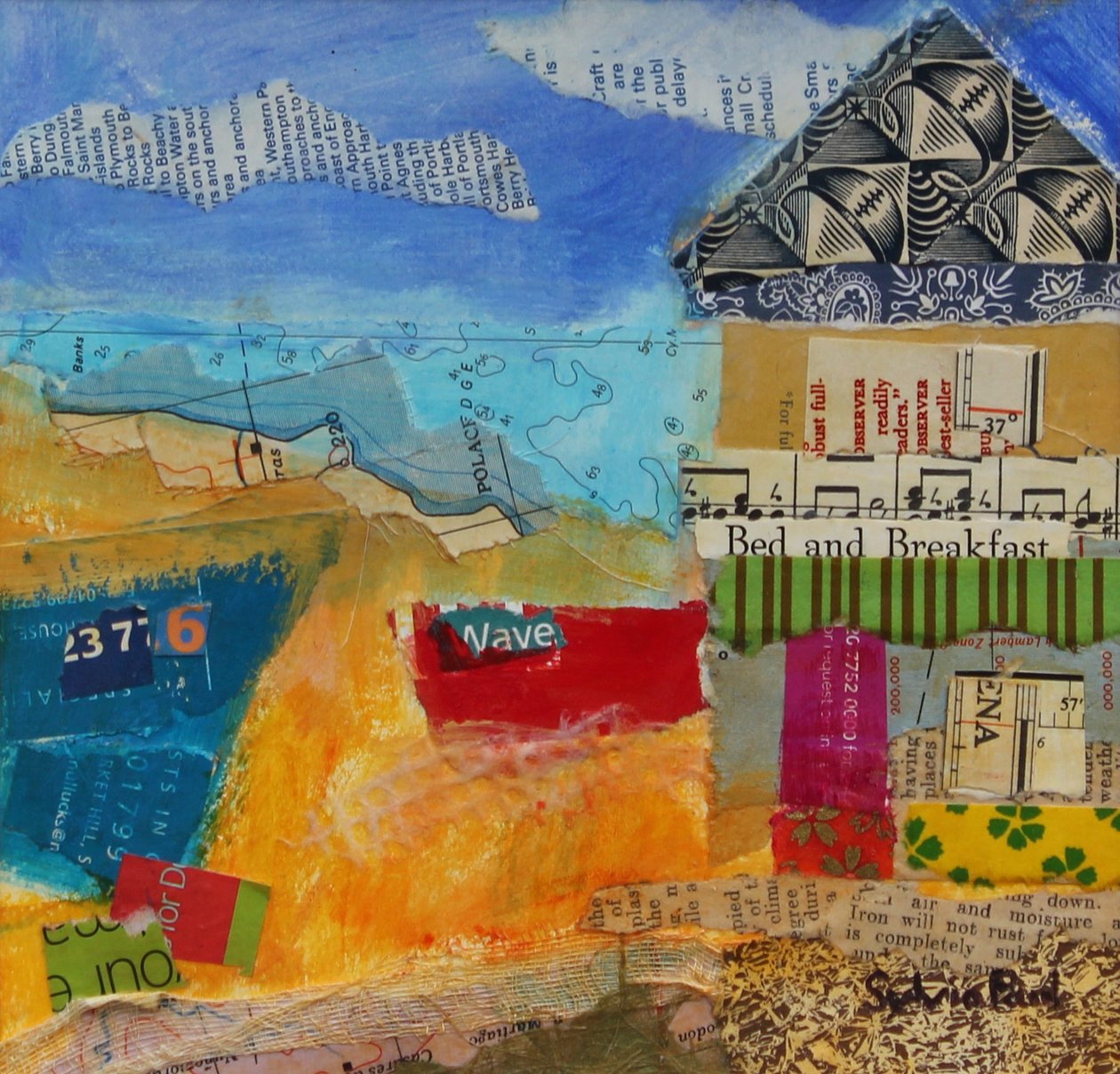 BundB by the Sea 2013, akryl, papier collage autorstwa Sylvia Paul