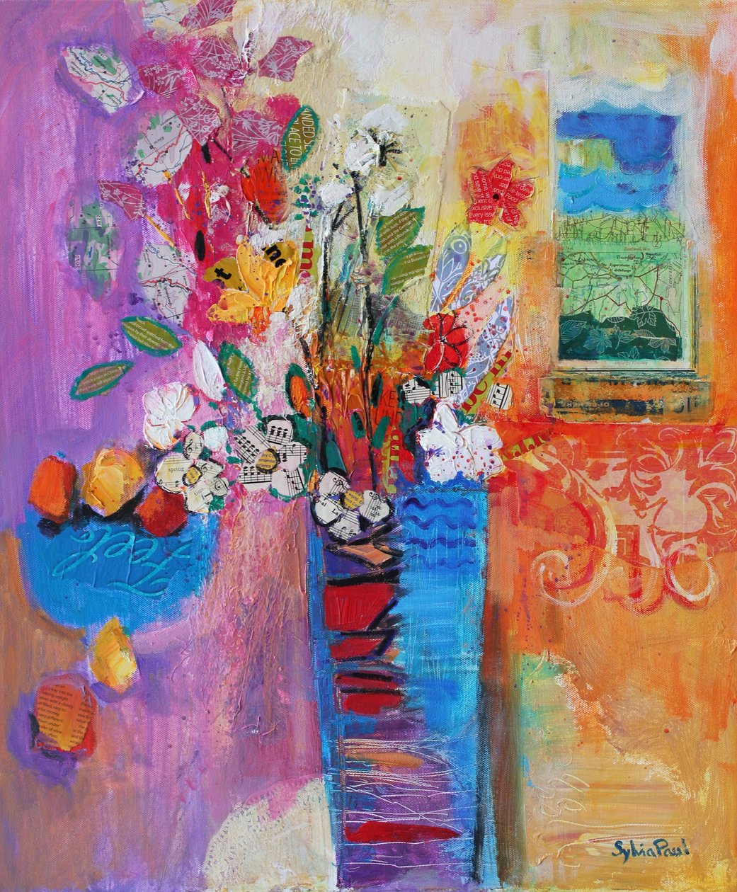 Bring the Outside In, 2014, kolaż z papieru akrylowego autorstwa Sylvia Paul