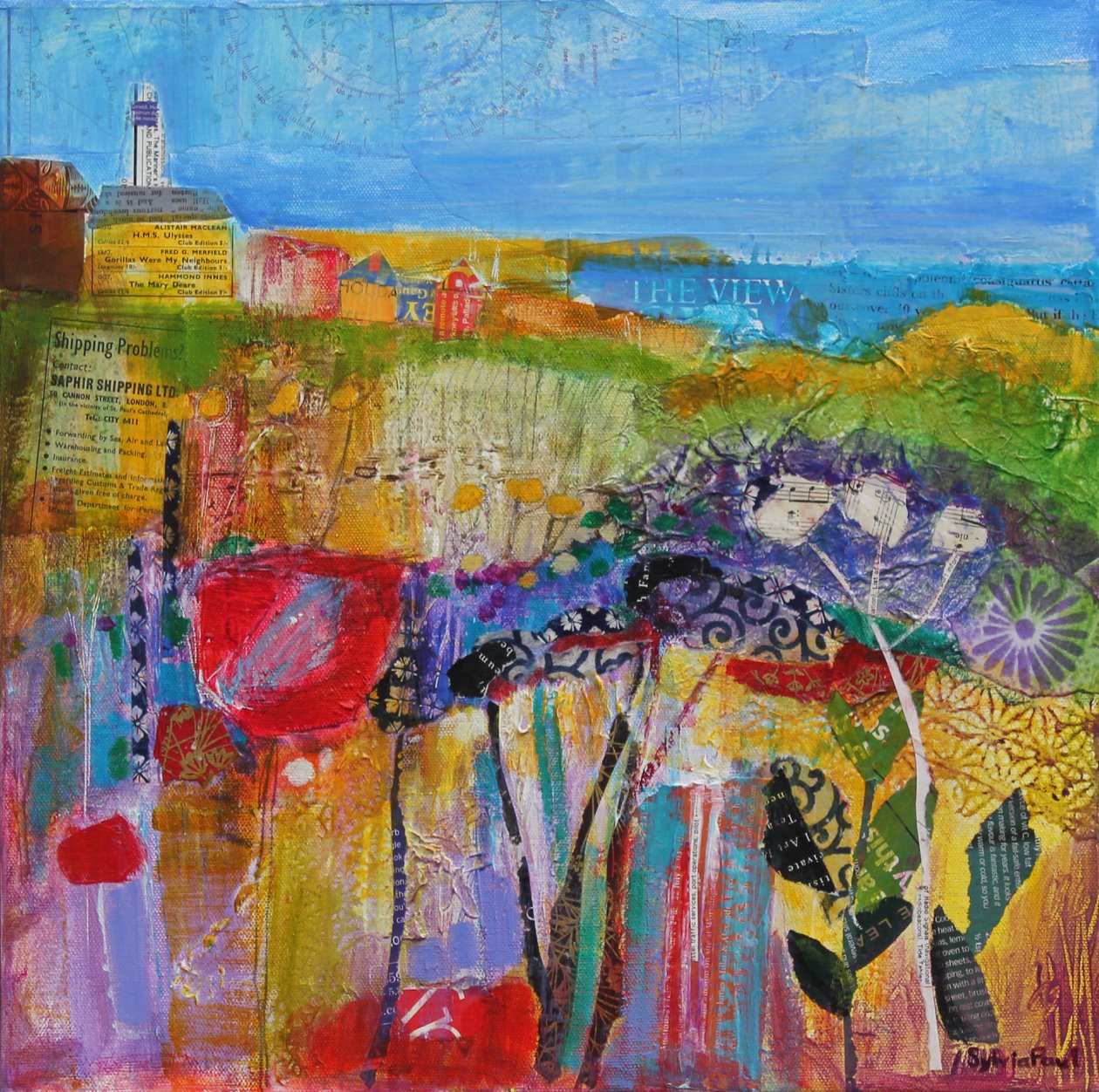 Coastal Meadow 2013, kolaż z papieru akrylowego autorstwa Sylvia Paul