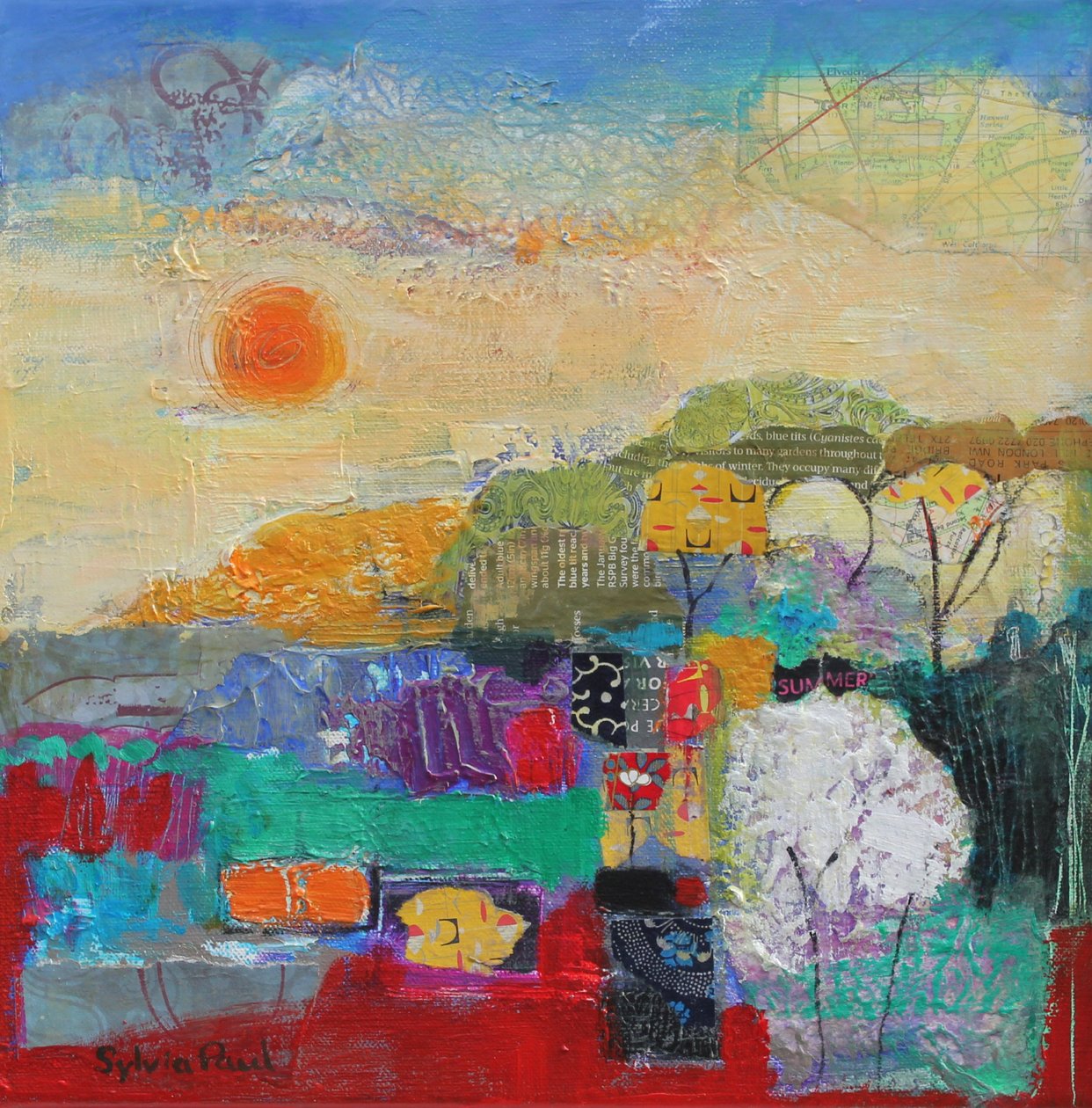 Kolaż z papieru akrylowego Colours of Summer 2014 autorstwa Sylvia Paul