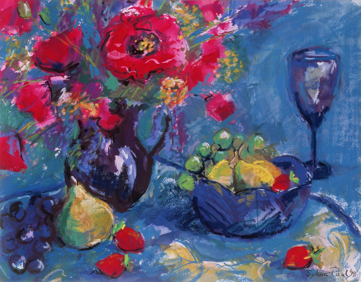 Martwa natura z niebieskim szkłem, 1999 autorstwa Sylvia Paul