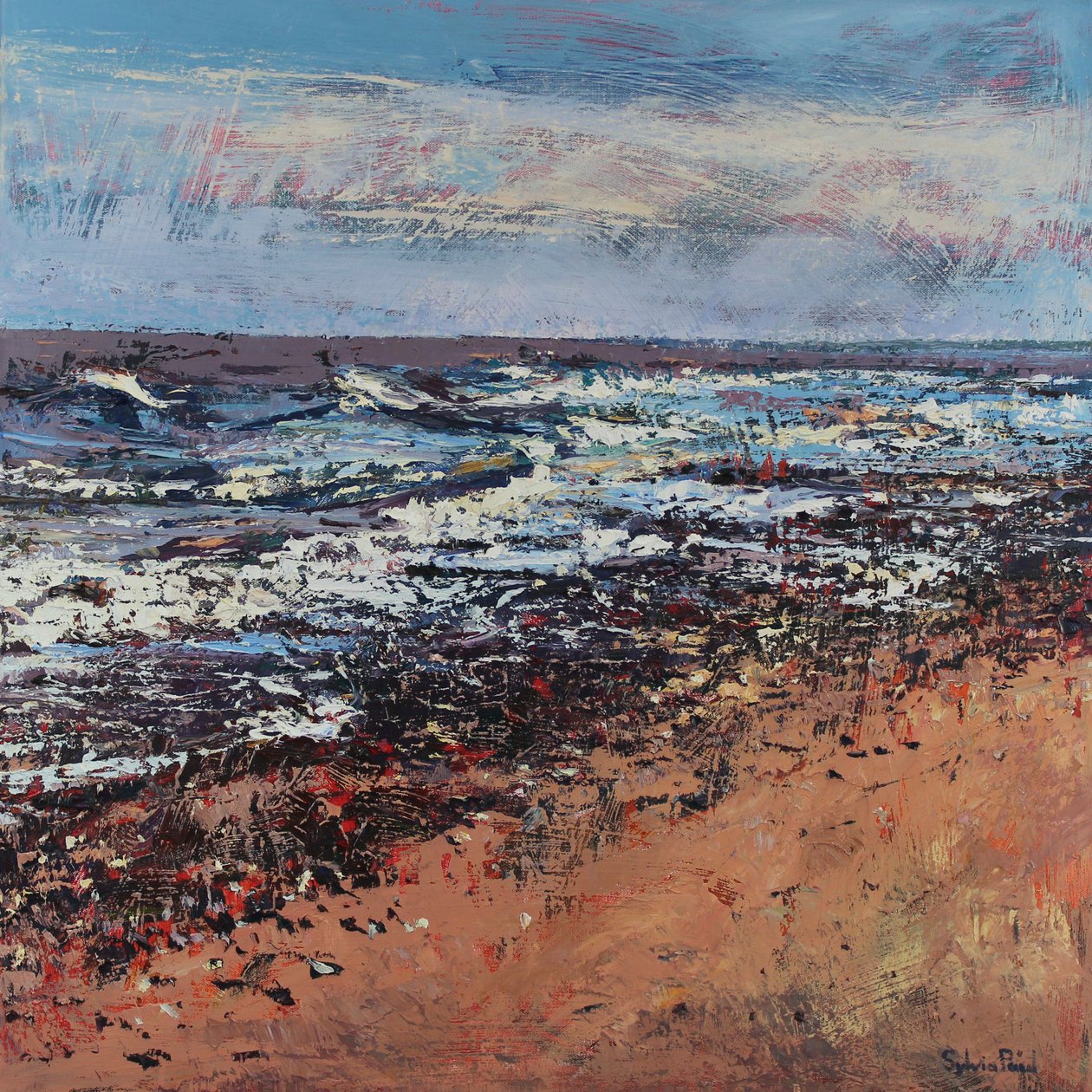 Shingle Shoreline, 2021 (olej na płótnie) autorstwa Sylvia Paul