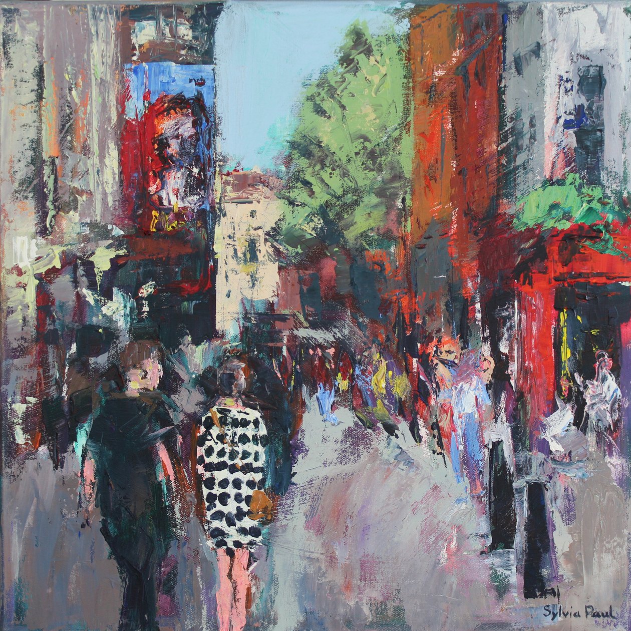 Spotty Dress London, 2024 (akryl) autorstwa Sylvia Paul