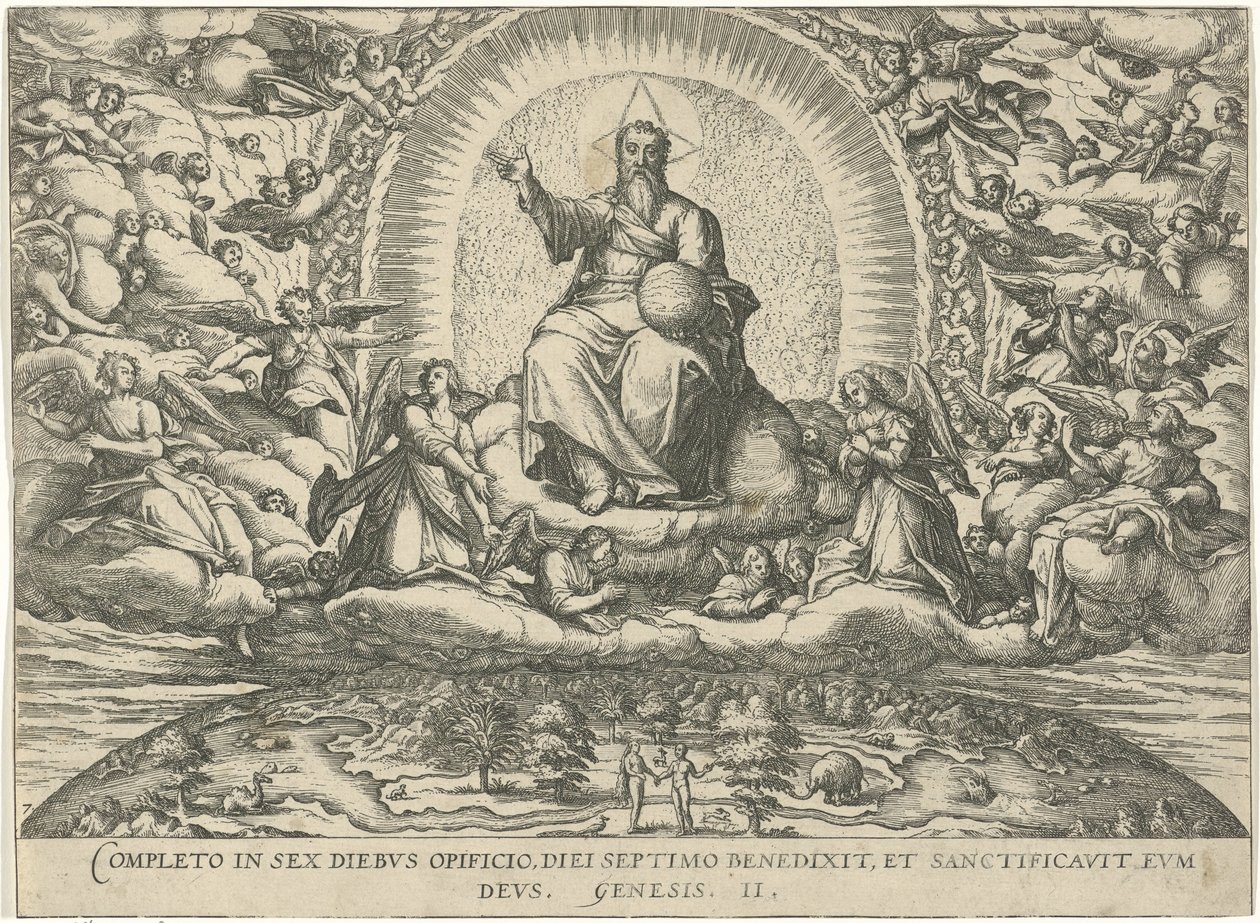Bóg rdza op de zevende dag Ryciny i obrazy książek (tytuł serii) autorstwa Symon Novelanus (attributed to)