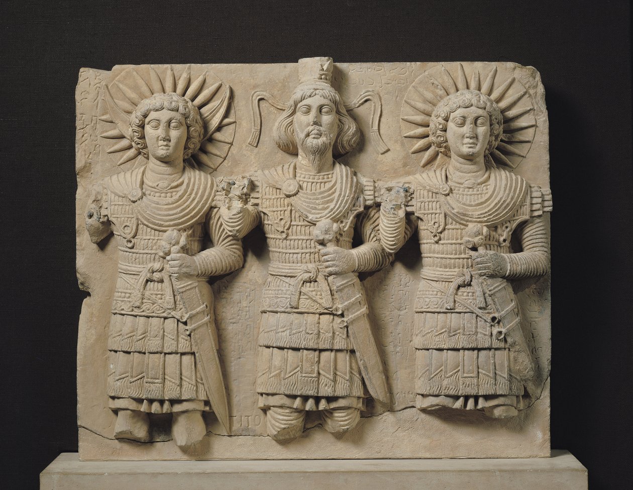 Triada Bogów Palmyreńskich, z regionu Palmyry, ok.150 r. n.e. (wapień) autorstwa Syrian