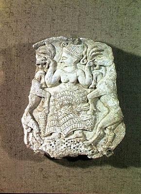Wieko pyxis przedstawiające Panią Zwierząt karmiącą dwie dzikie kozy, ok. 1200-1150 autorstwa Syrian Syrian