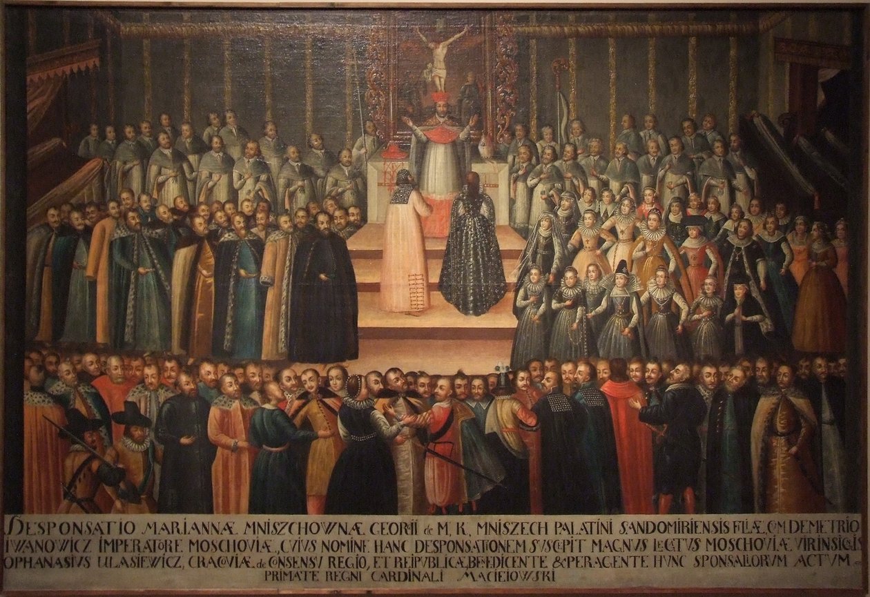 Zaręczyny in absentia Mariny Mniszech i Fałszywego Demetriusza w Krakowie 12 listopada 1605 hrabia autorstwa Szymon Boguszowicz