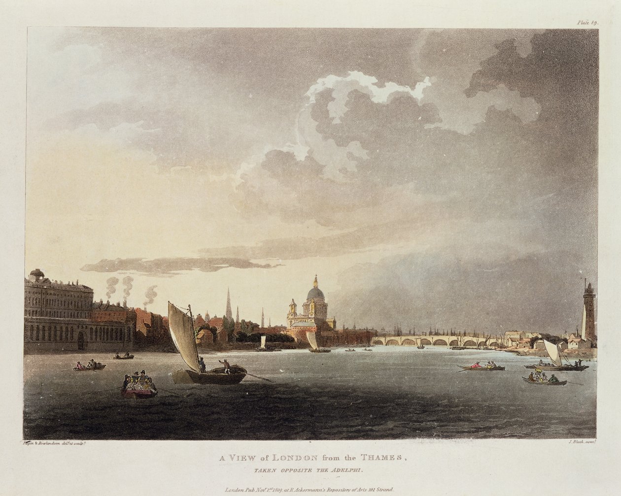 Widok Londynu z Tamizy, 1809 autorstwa Pugin and Rowlandson