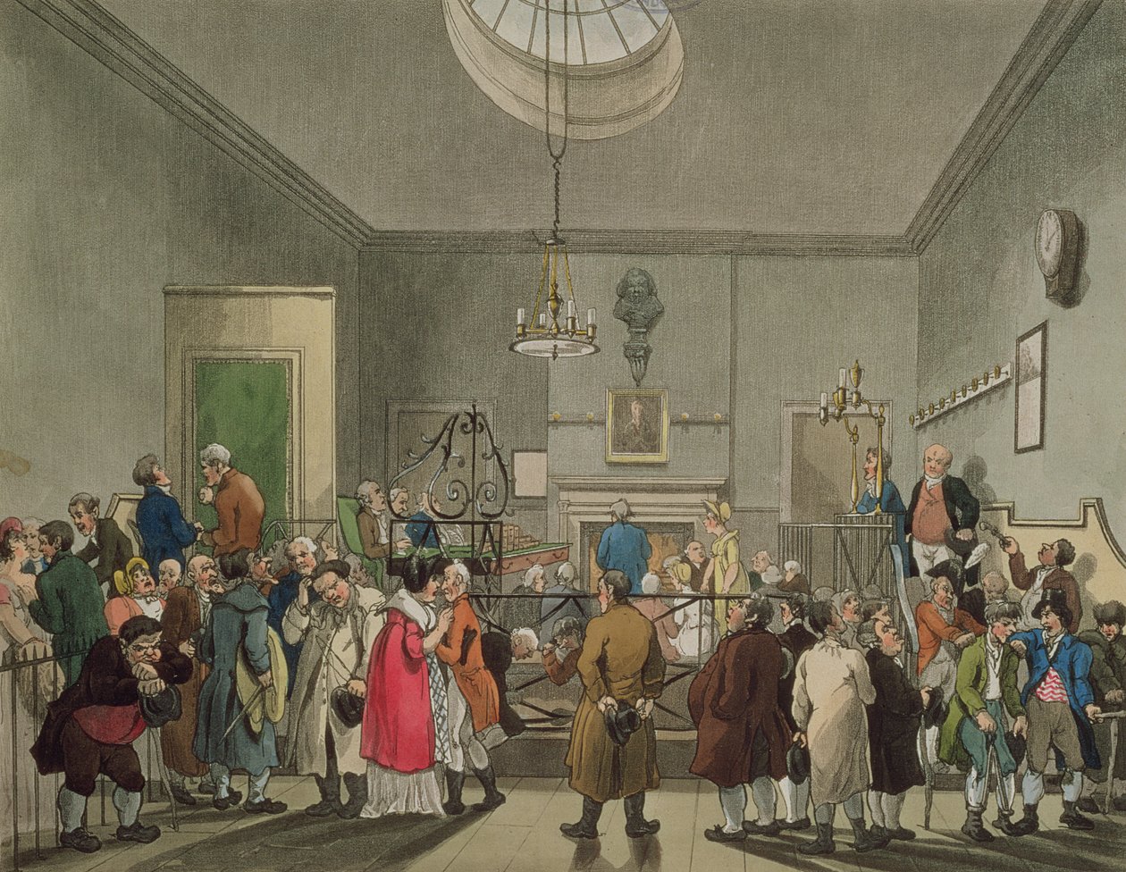 Biuro przy Bow Street, z „Mikrokosmosu Londynu” Ackermanna autorstwa Pugin and Rowlandson