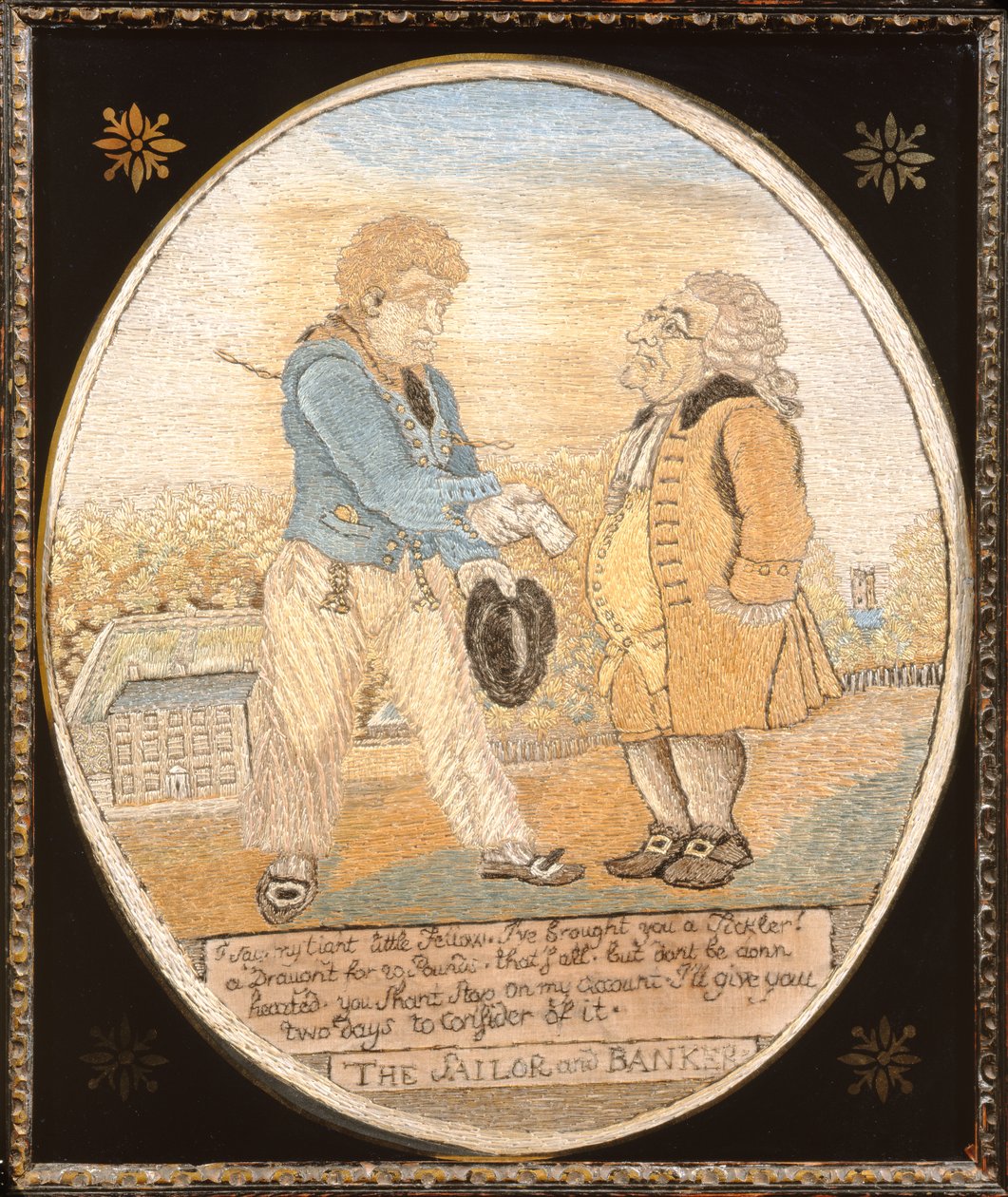 Żeglarz i bankier, według karykatury pub. 1799 (jedwab) autorstwa T. and Woodward,G.M. Rowlandson