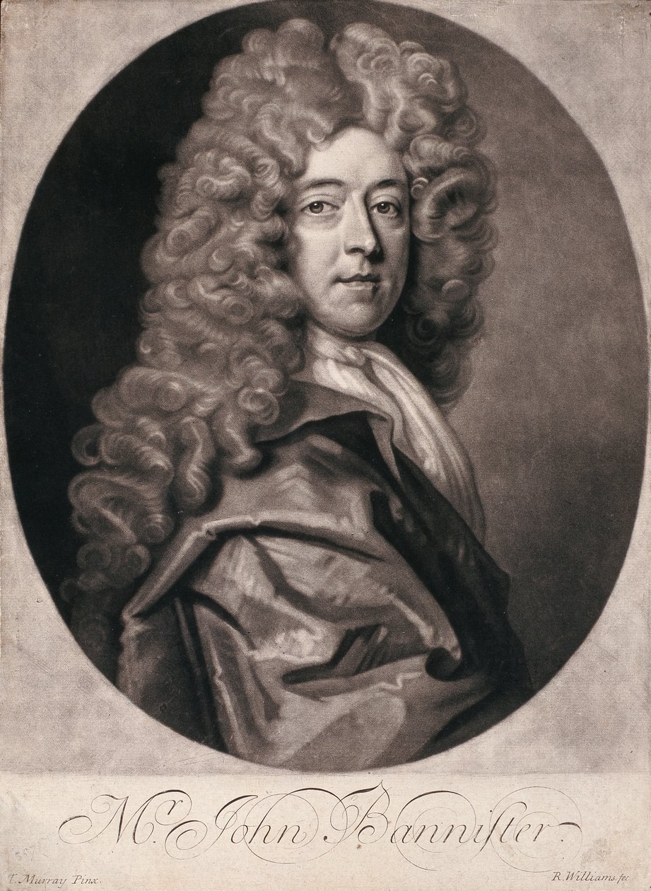John Bannister (c.1625-79) grawerowane przez R. Smitha (mezzotinta) autorstwa T. Murray