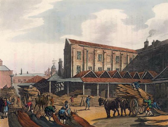 Leadenhall Market, z Ackermanns Microcosm of London (druk) autorstwa T. and Pugin Rowlandson
