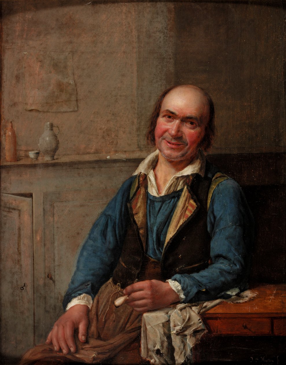 Portret uśmiechniętego mężczyzny, 1837 autorstwa T.F. Hutten