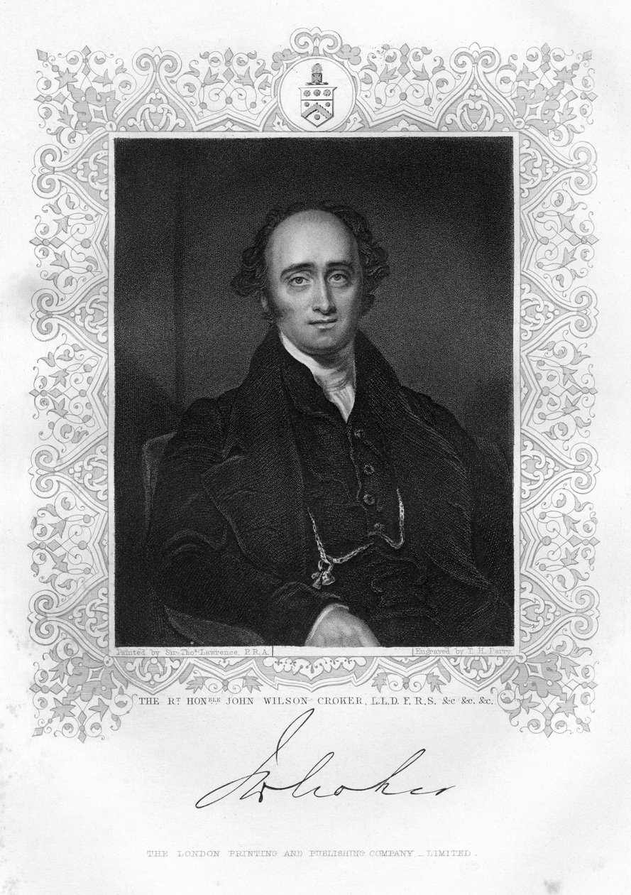 John Wilson Croker 1780-1857, irlandzki mąż stanu i pisarz, XIX wiek. autorstwa TH Parry