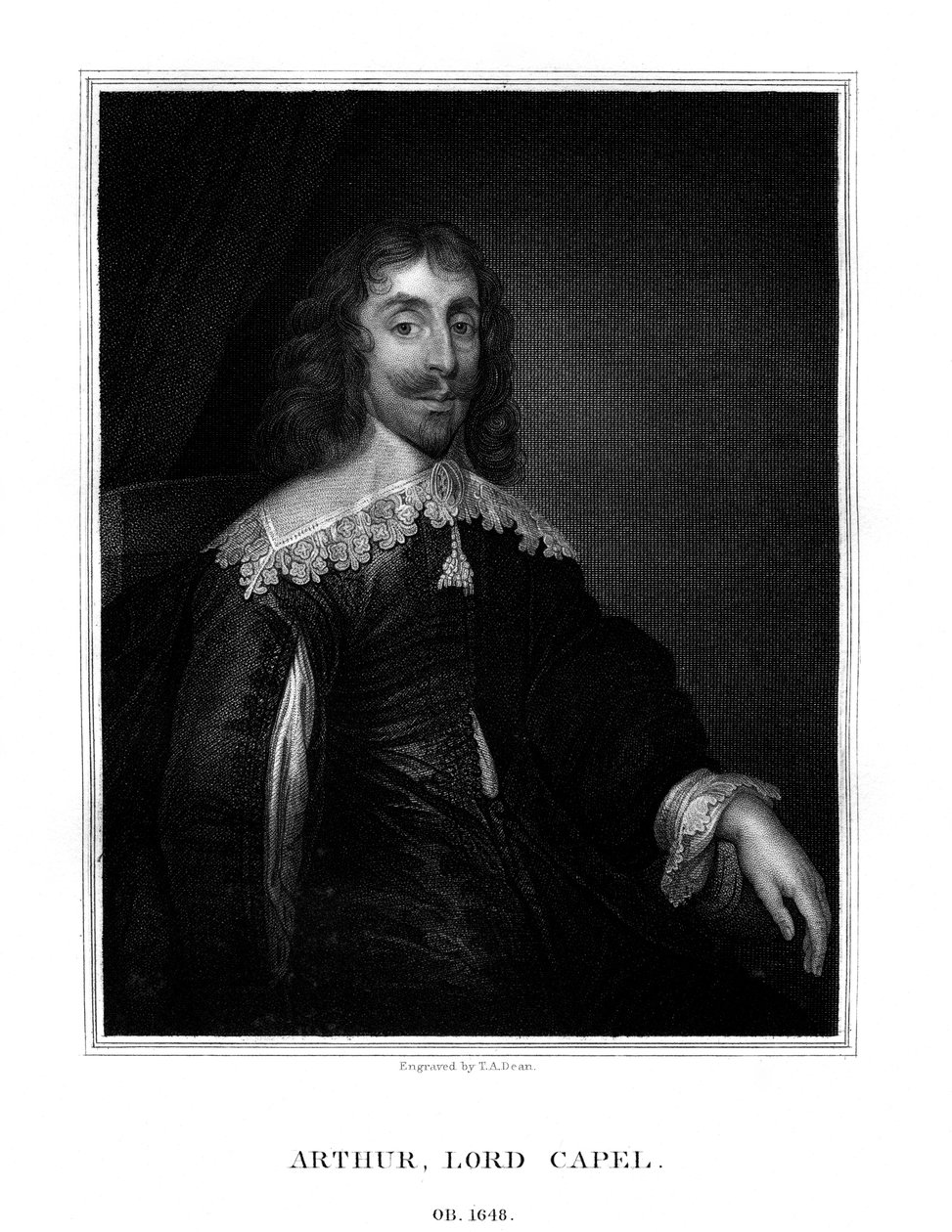 Arthur Capel, 1. baron Capel, angielski rojalista, 1825. autorstwa T. A. Dean