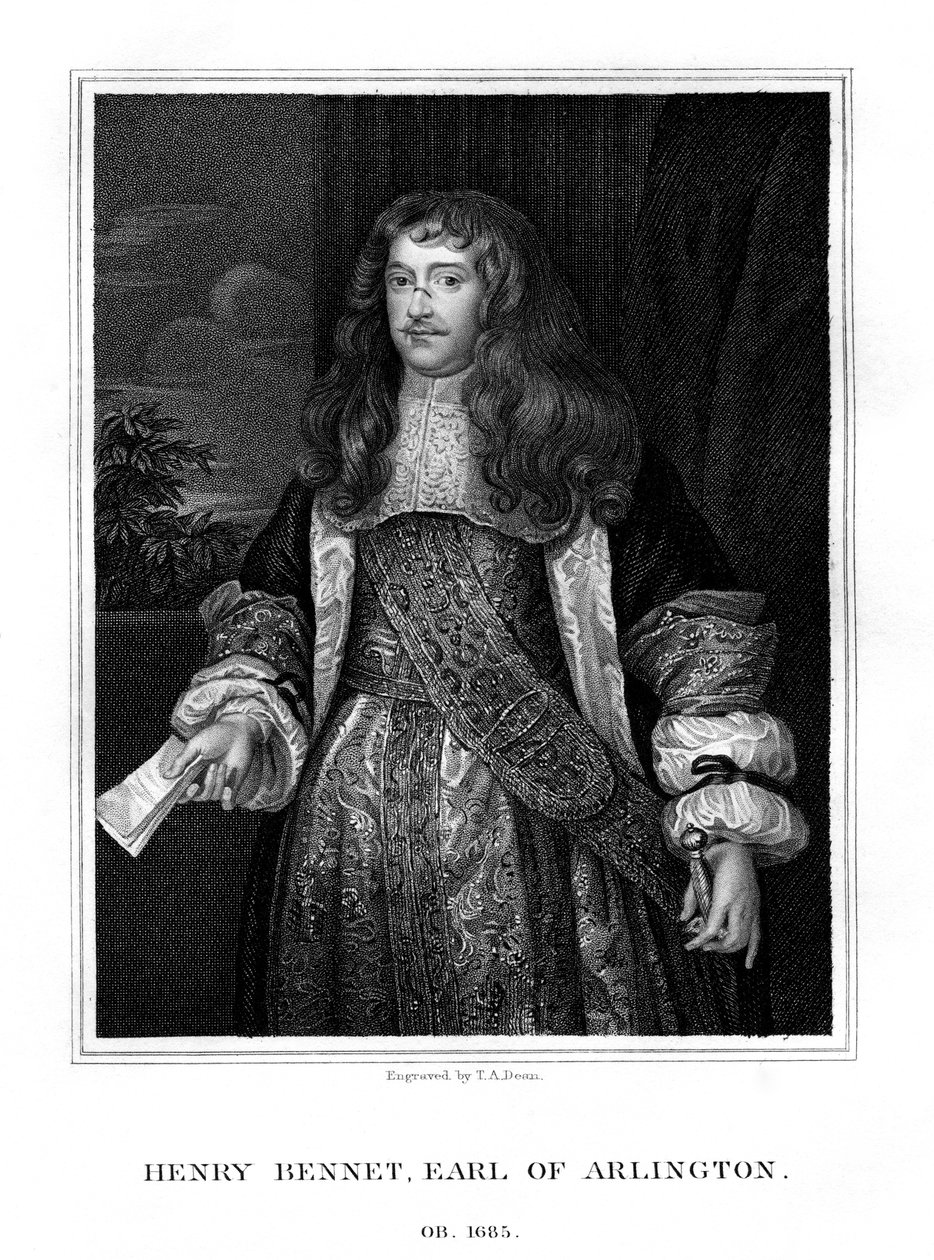 Henry Bennet, 1. hrabia Arlington, angielski mąż stanu, 1828. autorstwa T. A. Dean