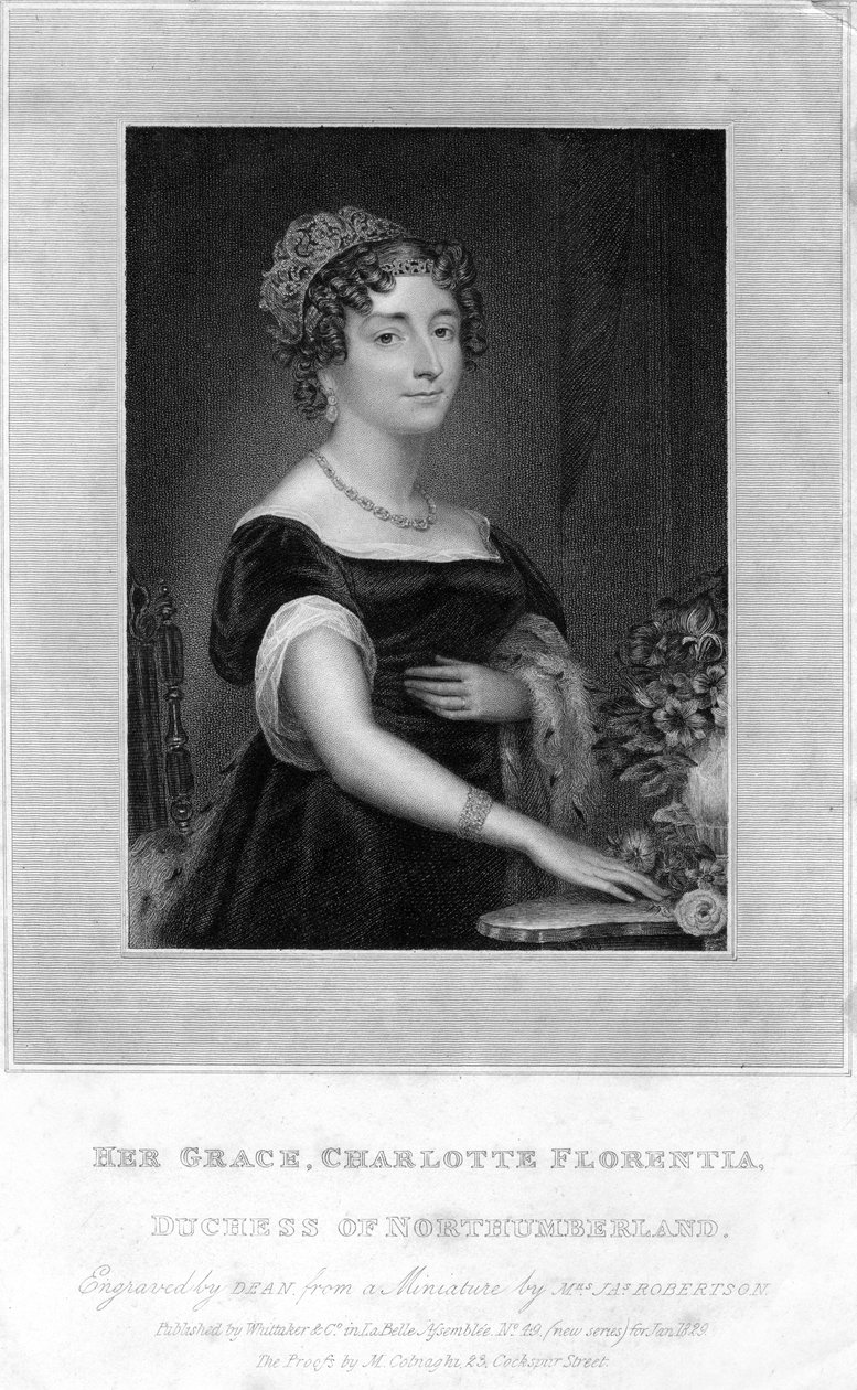 Jej Miłość Charlotte Florentia, księżna Northumberland, 1829. autorstwa T. A. Dean