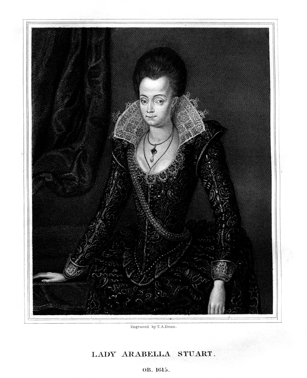 Lady Arabella Stuart, księżna Somerset, 1826. autorstwa T. A. Dean