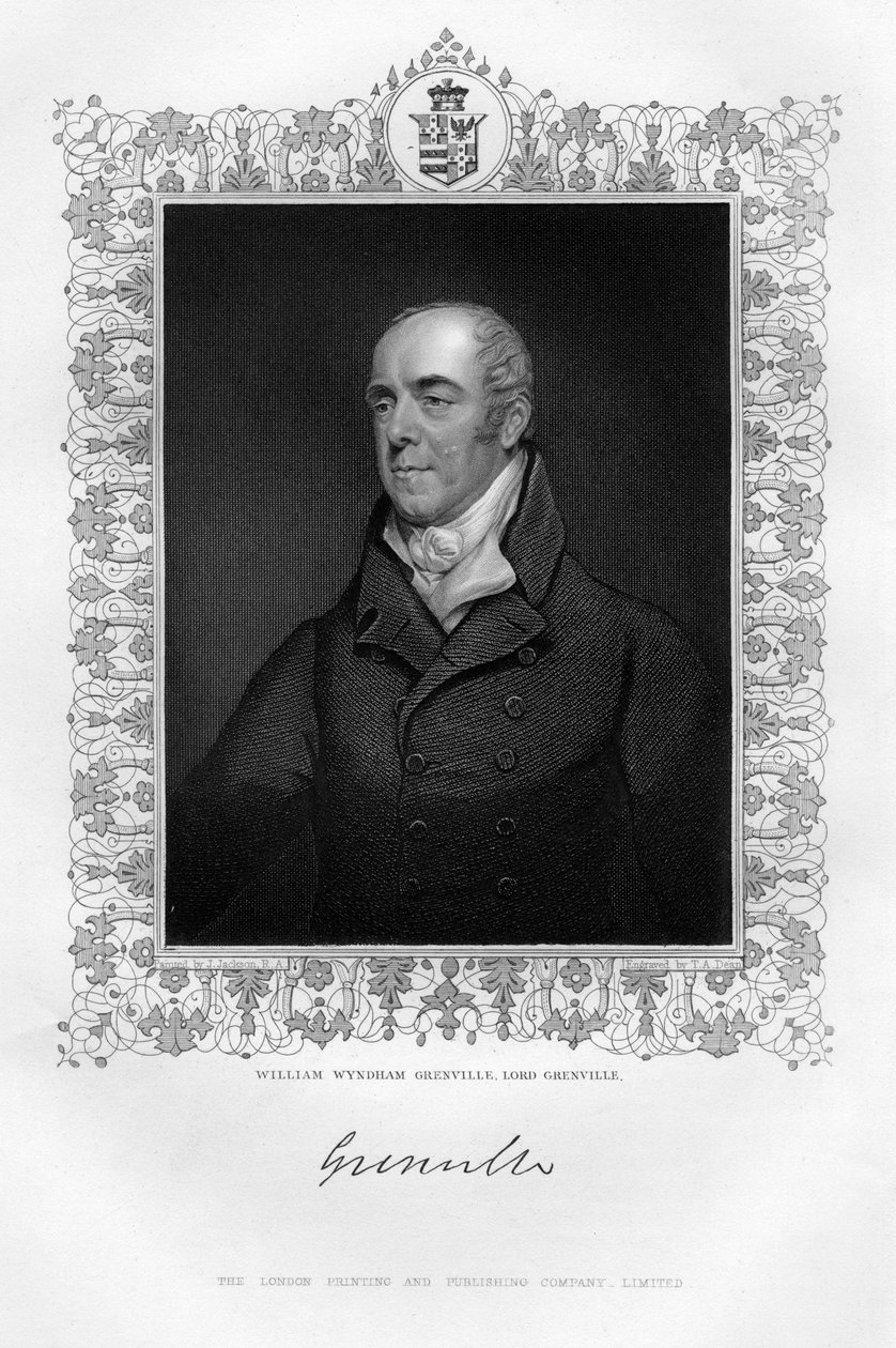 William Wyndham Grenville 1759-1834, 1. baron Grenville, angielski polityk, XIX wiek. autorstwa T. A. Dean
