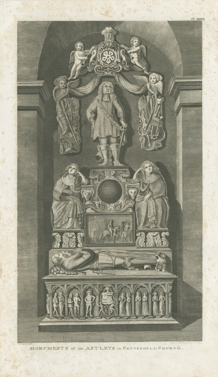 Wnętrze kościoła Patshull - grobowce Astleya: grawerowanie, [ok. 1799] (druk) autorstwa T Carter