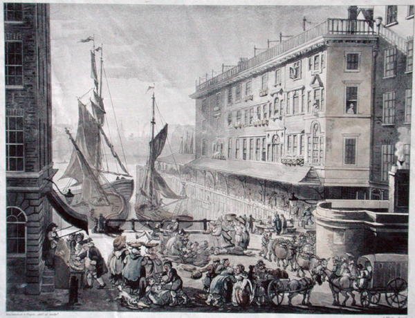 Targ Billingsgate, ryty J. Bluck (fl.1791-1819) (akwatinta) autorstwa T. and Pugin A.C. (after) Rowlandson