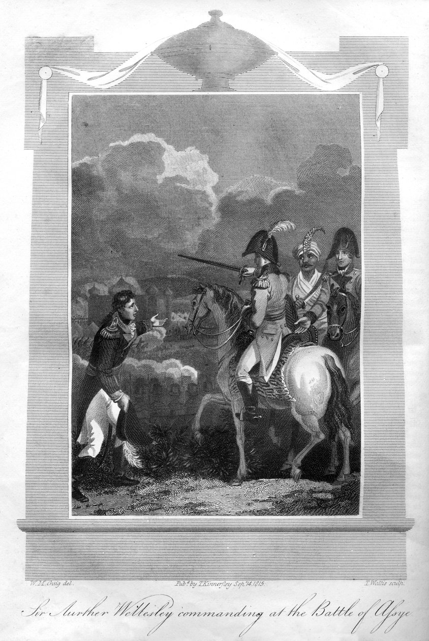 Książę Wellington dowodzący w bitwie pod Assaye, 1816. autorstwa T. Wallis