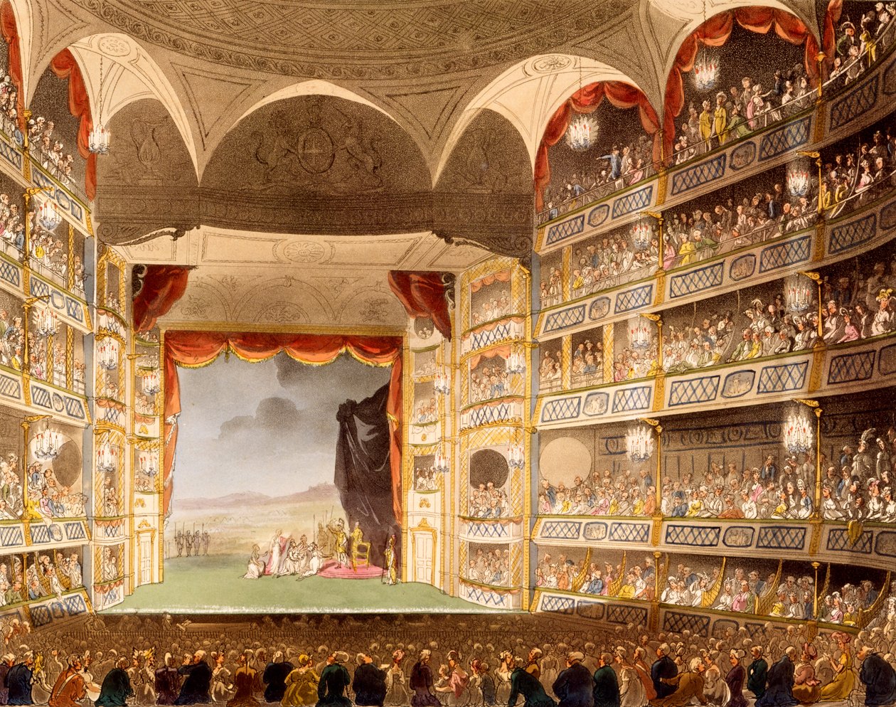 Drury Lane Theatre, ilustracja z „Mikrokosmosu Londynu” R. Ackermanna autorstwa T. and Pugin A.C. Rowlandson