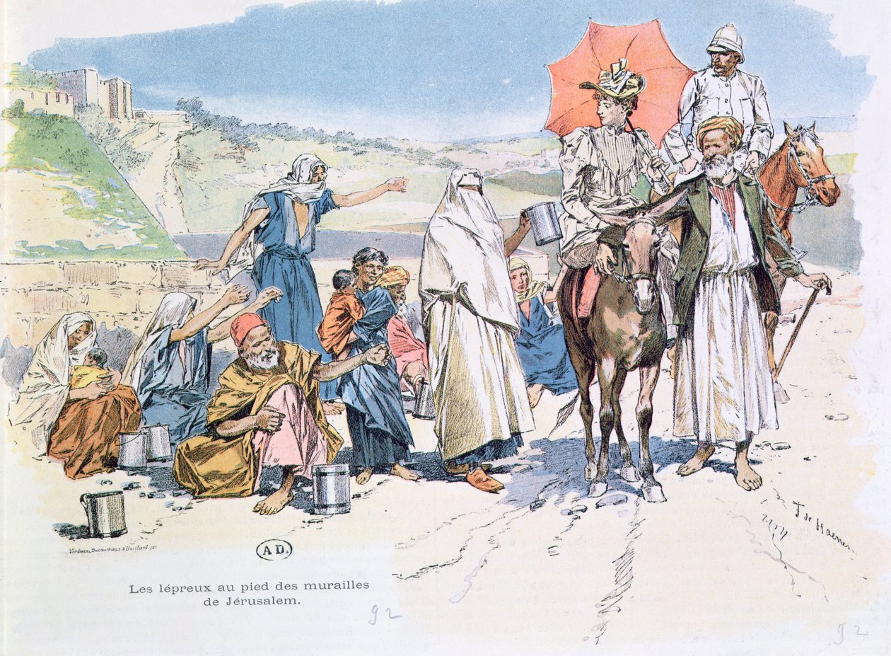 Trędowaci przed murami Jerozolimy, 1892 r. autorstwa T. de Haener