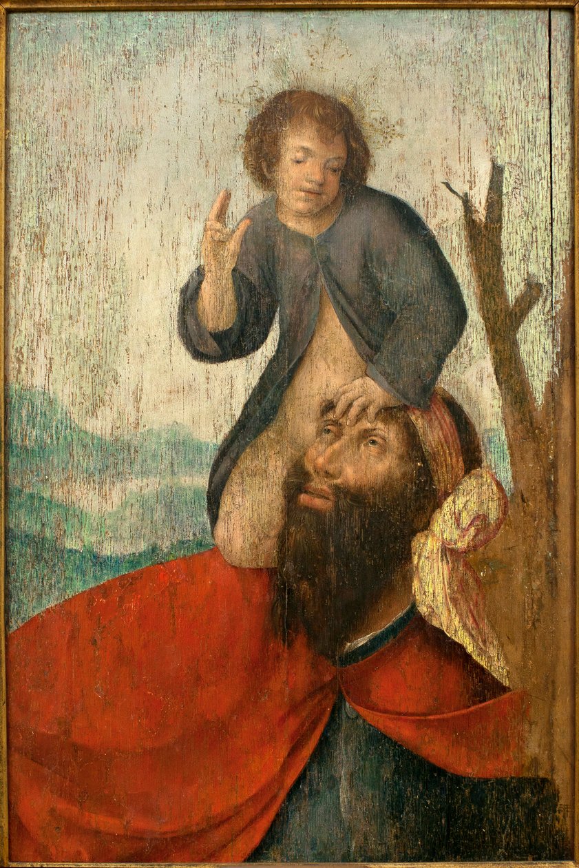 Święty Krzysztof - Obraz z warsztatu brata Carlosa (malarza flamandzkiego działającego w latach 1517-1544), olej na desce, ok. 1530 (św. Krzysztof, warsztat fr. Carlosa (działający w latach 1517-1544), olej na desce, ok. 1530 ) - Musee d